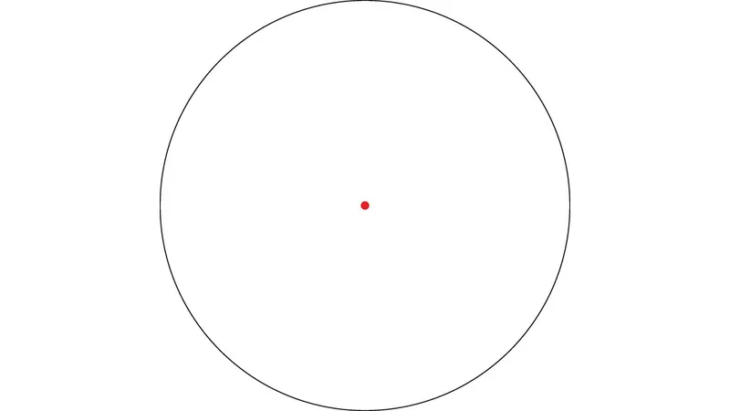 The Vortex Triumph 2MOA Red Dot features a large black circle with a small red dot at its centre, displayed against a plain white background.