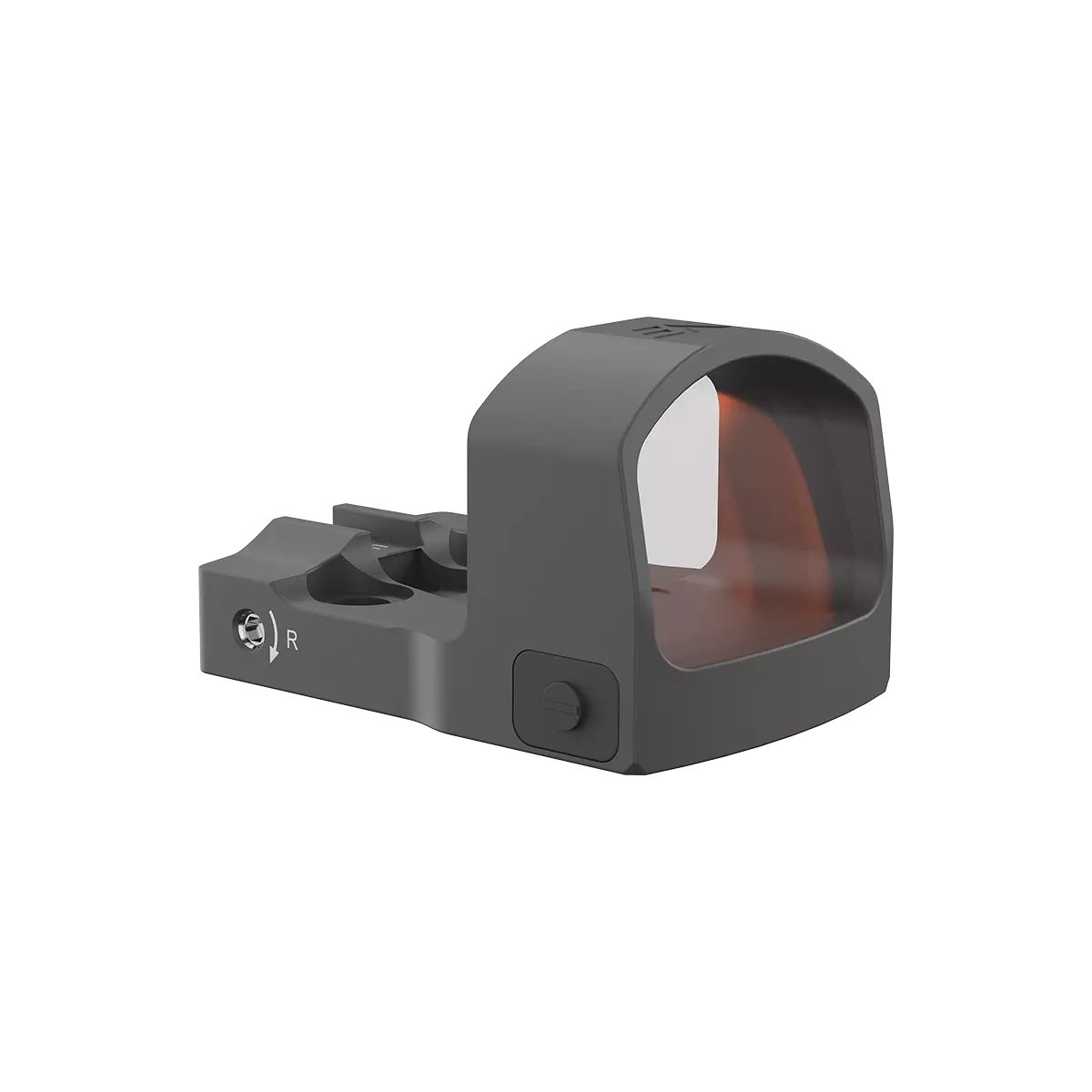 The Vector Optics Frenzy-S FM 1x17x24 Multi-Reticle (MOS) Pistol Red Dot Sight is a black reflex red dot sight featuring a transparent lens and adjustment buttons, designed for mounting on firearms or airsoft guns, displayed on a white background.
