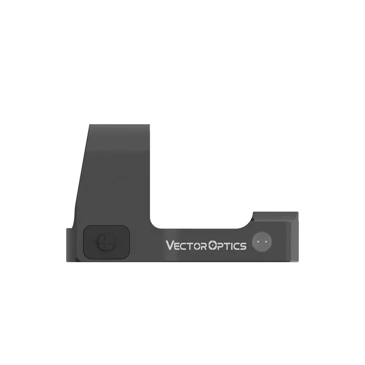 A Vector Optics Frenzy-S FM 1x17x24 Multi-Reticle (MOS) Pistol Red Dot Sight in black, featuring a rectangular housing, control button, and the brand logo printed on the side, displayed on a white background.